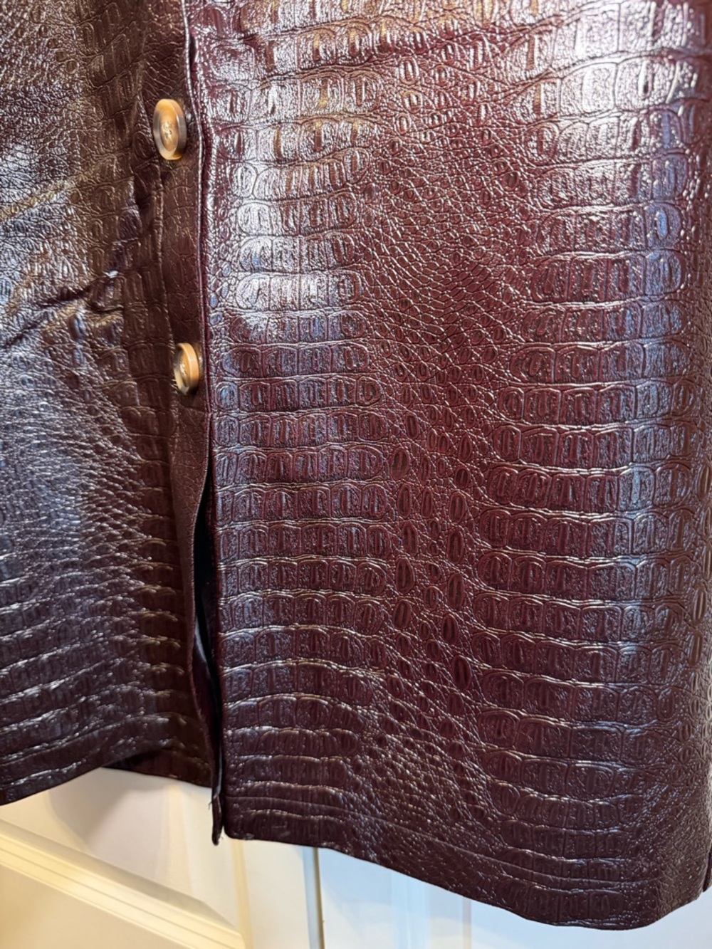 Rachel Comey Faux Croc Button-Front Midi Skirt — Dark Chocolate Brown /Deep Wine - Picture 9 of 9